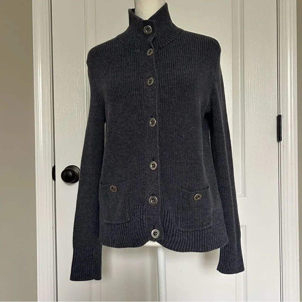 Tommy Hilfiger Women’s Cotton Blue/Grey Button Cardigan Sweater Size Medium - Picture 4 of 12